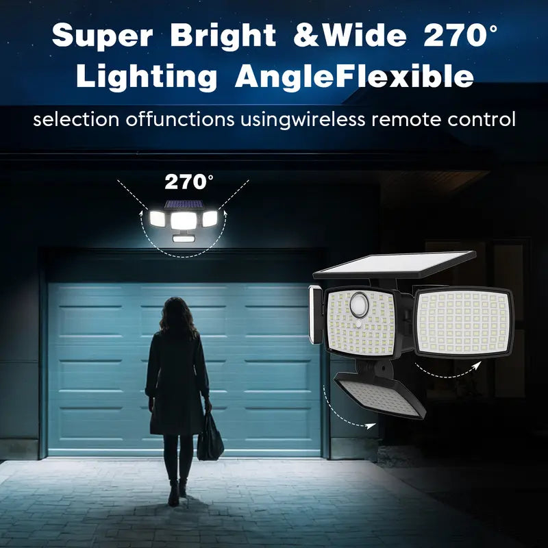 Solar Outdoor Security Light – 4500LM, 306LED, 4-Head Motion Sensor