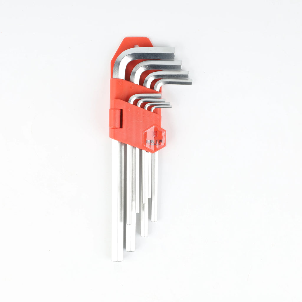 Long 9pcs Allen Hex Ball Torx L-Key Wrench Kit Metric 1.5mm 10mm 1/16 3/8 Spanner Tools Cr-V for DIY OEM Customization