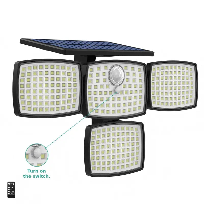 Solar Outdoor Security Light – 4500LM, 306LED, 4-Head Motion Sensor